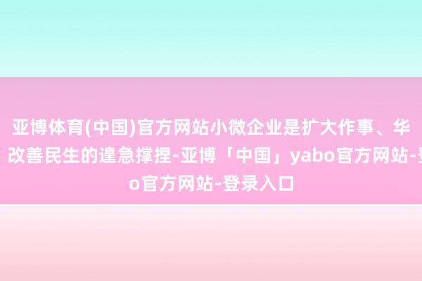 亚博体育(中国)官方网站小微企业是扩大作事、华贵阛阓、改善民生的遑急撑捏-亚博「中国」yabo官方网站-登录入口